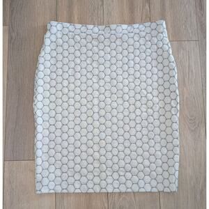 Womens Leota Tabitha Hexagon Dot Design Above Knee Pencil Skirt Ivory Size L